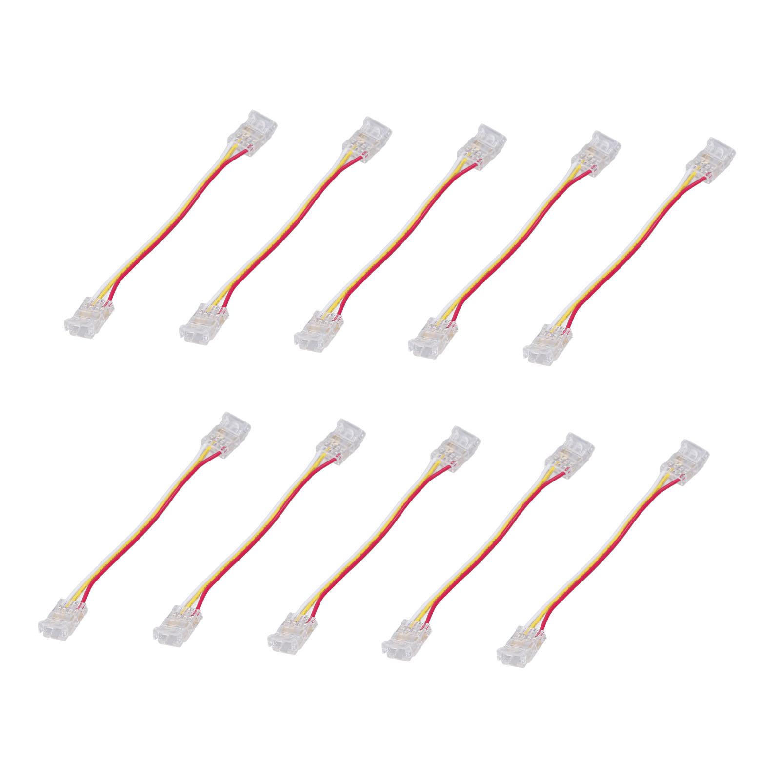 

Комплект коннекторов для светодиодной ленты 10 шт. 3-контактные 10 мм Быстрое соединение Высокая совместимость Коннектор для светодиодной ленты COB для