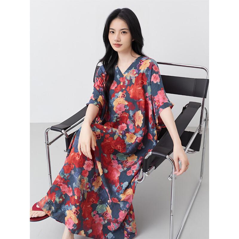 Aiyilian Women s Retro Printed Summer Vacation Dress US 7