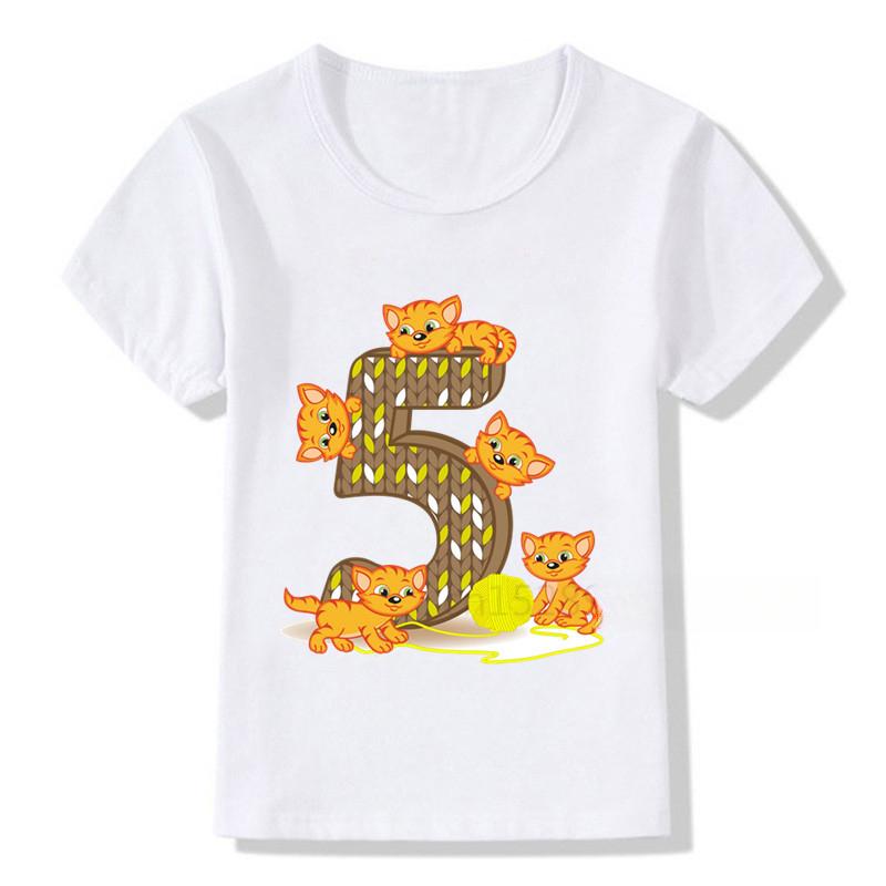 Kid Cute 1-9 Birthday Number Print T Shirt Children Birthday Boy Animal Lover T-shirt Boy&Girl Funny Gift Tshirt Present