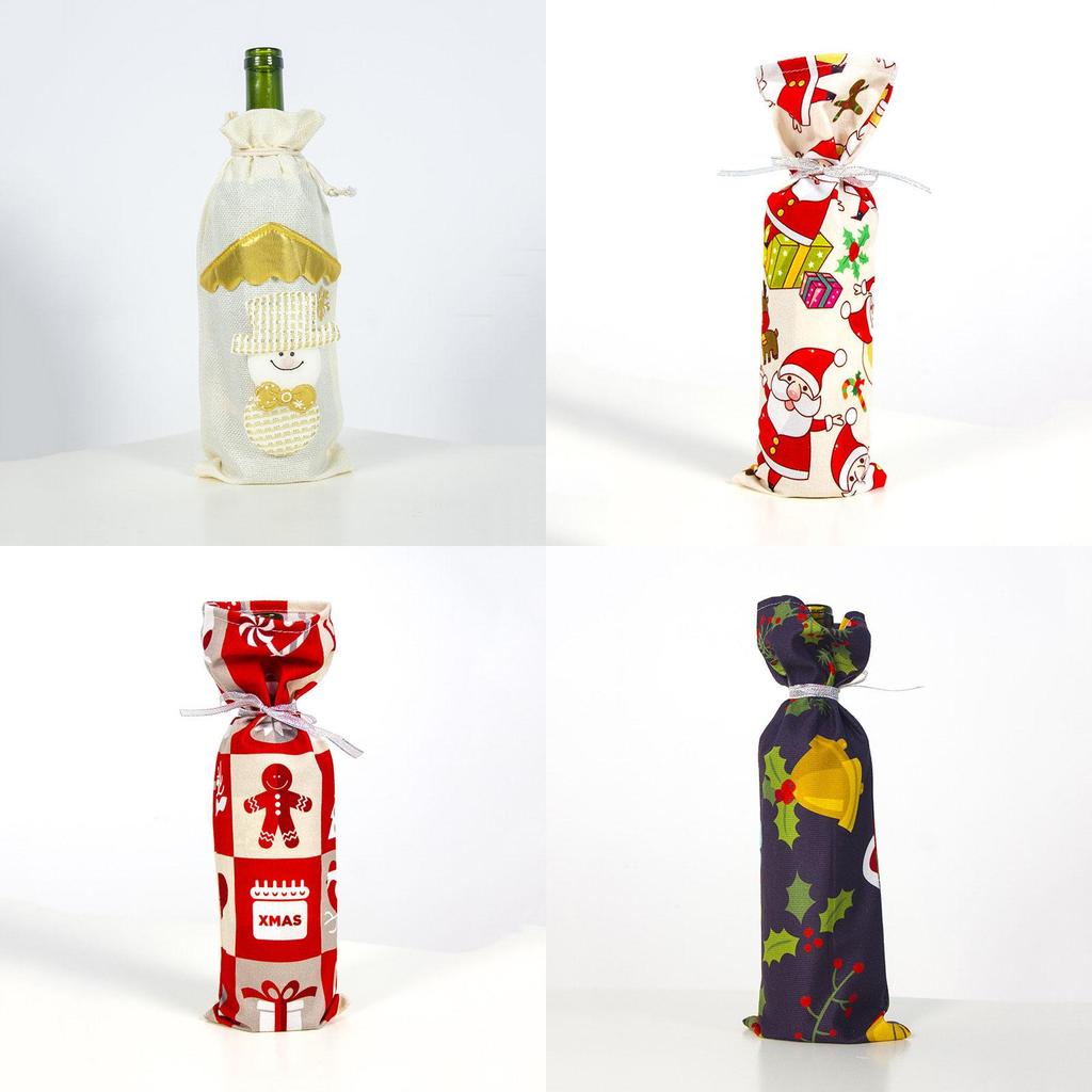 Festive Christmas Wine Bottle Gift Bags With Sequins For A Vibrant Holiday Table