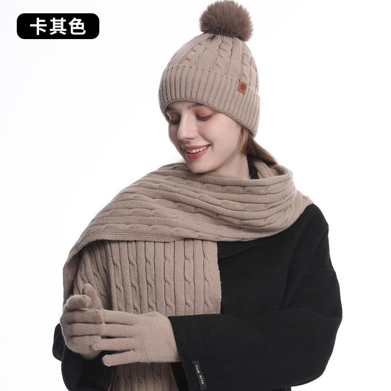 Winter Warm Knit Hat Scarf Gloves Set Women - Acrylic Twist 3-Piece Cold Weather Accessory