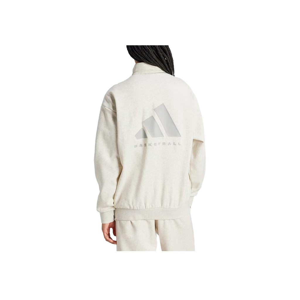 Adidas 2024 Collection Chapter 02 Alphabet Logo Half-Zip Stand Collar Sweatshirt Unisex Tops Milk-White IW1625