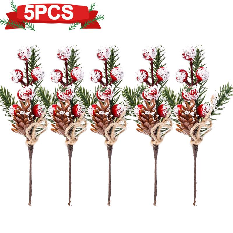 

Искусственные ветки сосновых шишек, украшения из шишек в виде ягод падуба, елочные украшения своими руками, упаковка для подарков на вечеринку, декор