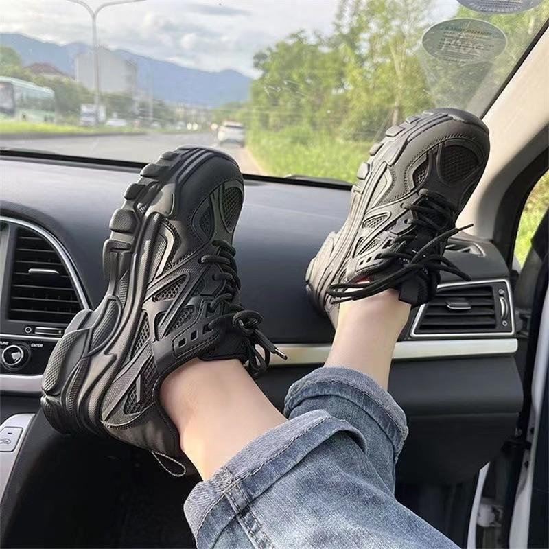 Mesh breathable thick-soled high-white shoes women's 2025 summer new casual dad shoes thick-soled muffin Korean version tide