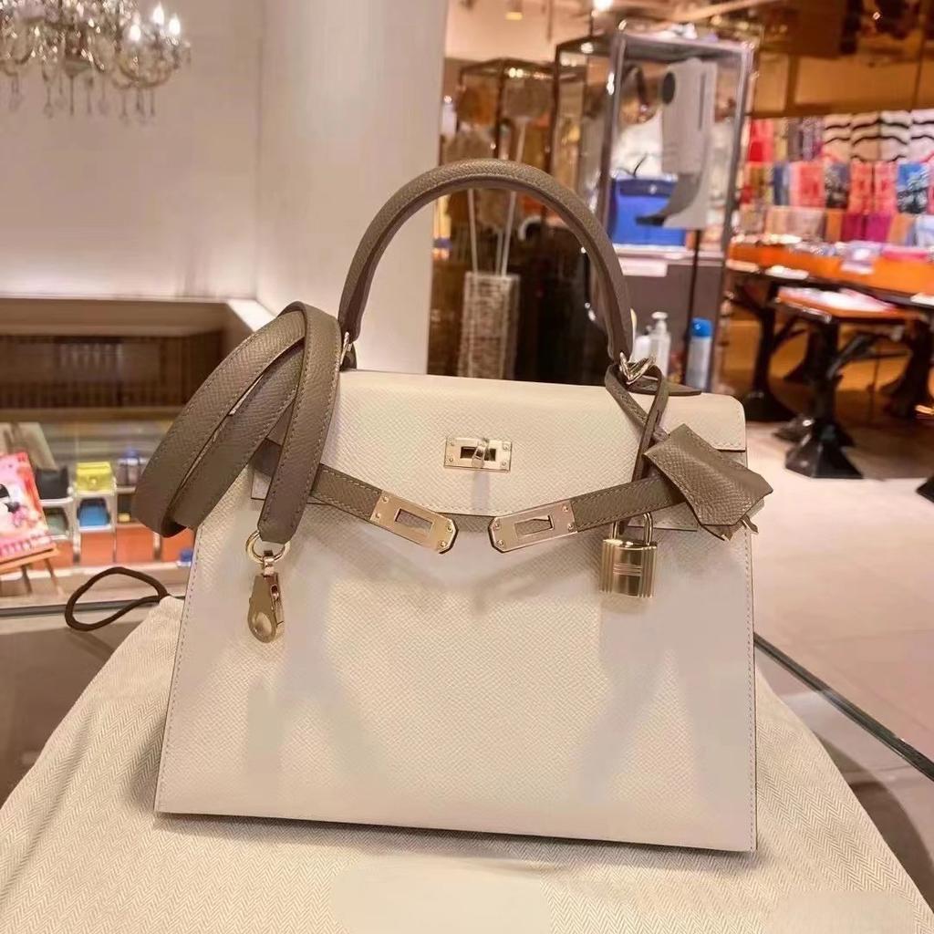 Haute Couture Palm Pattern KL Bag 25cm Second Generation Contrasting Color Half-hand Leather Shoulder Crossbody Bag Women's Mini