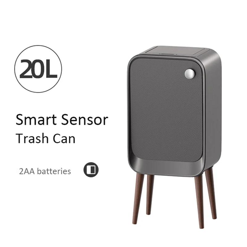 

20L High Feet Smart Sensor Trash Can with Lid Two-way Large Kitchen WastebaskLuxury Trash Bin Home Bathroom Paper Basket Bins