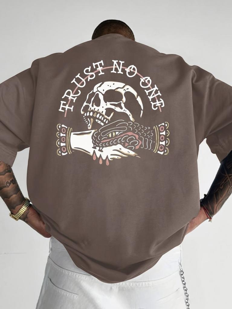 Summer new hot selling men's fashion style breathable round neck T-shirt personalized skull print outdoor high street top