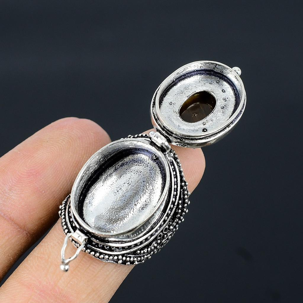 Tiger Eye Gemstone 925 Sterling Silver Jewelry Poison Ring Jewelry Size 9