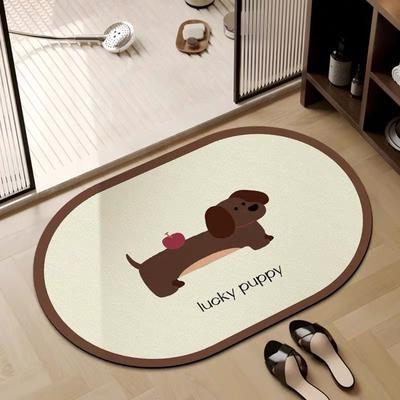 Bathroom Diatom Mud Floor Mat Cartoon Water-absorbing and Anti-slip Foot Mat Bathroom Door Quick-drying Easy-to-maintenance Floor Mat