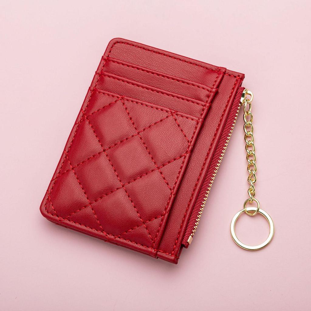 Diamond Lattice Women's Leather Wallet: Soft Texture, Multi-Card Slots, ID Holder, Anti-Demagnetization, Light Luxury Coin Purse.