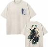Washed Vintage Anime Attack On Titan Eren Jaeger Skeleton Graphic T Shirt Men Women Cartoon Manga Oversized Tshirts Streetwear
