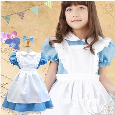 Halloween Kinder Mädchen Anime Alice im Wunderland Blau Partykleid Alice Traum Kind Sissy Maid Lolita Cosplay Kostüm