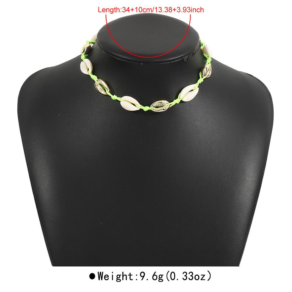 N12486 Bohemian Ethnic Style Shell Woven Necklace Summer Seaside Leisure Vacation Party Party Accessories