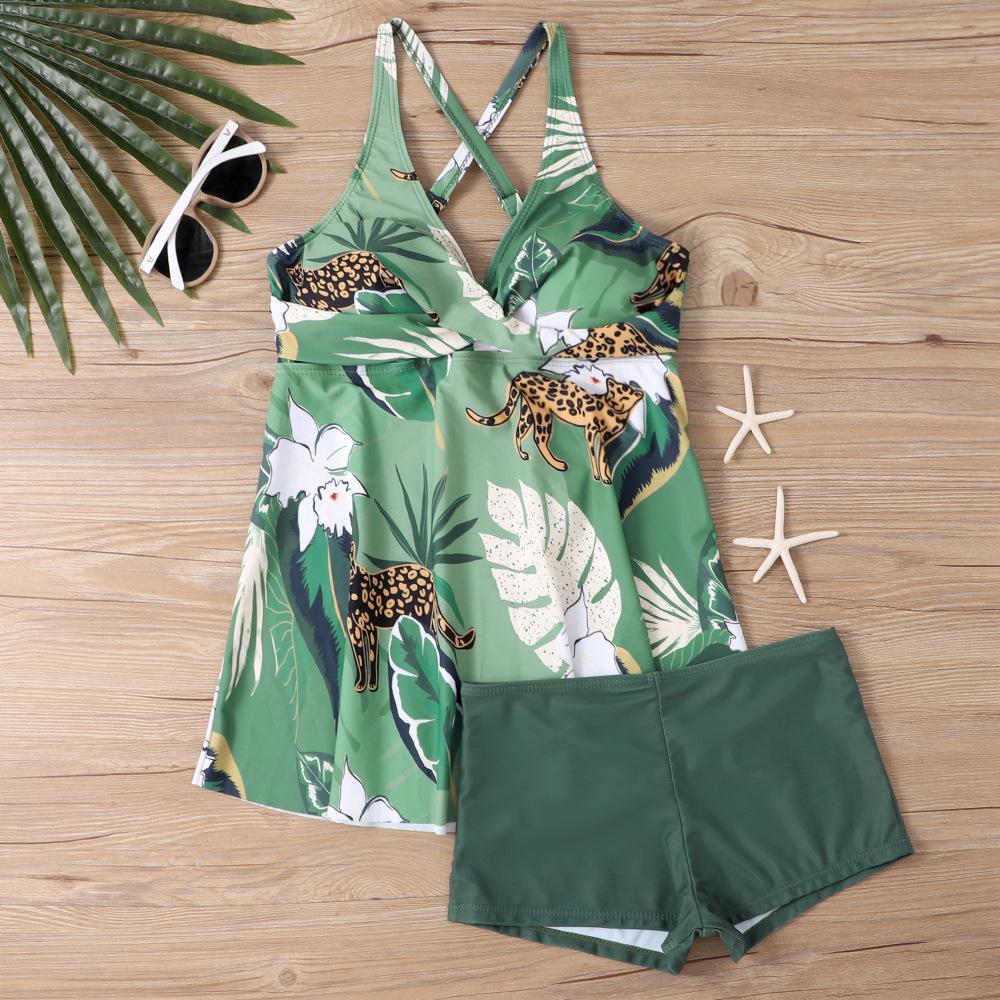 2025 Colorful Print Plus Size Tankini: Loose, Tummy-Covering, Conservative Swimsuit
