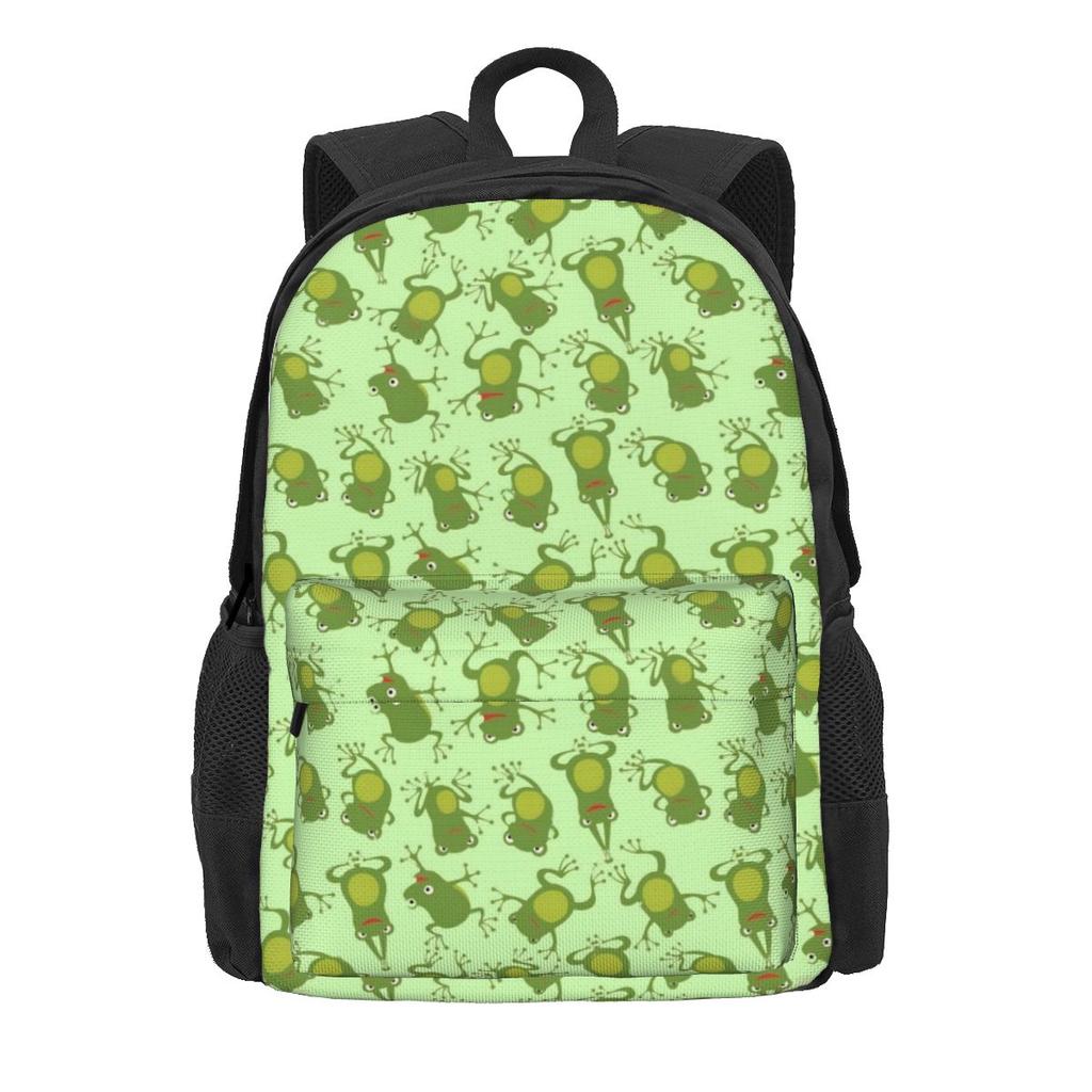 Süßer Frosch-Print Rucksack Bunte Tier Wanderrucksäcke Mädchen Design Print High School Taschen Ästhetischer Rucksack