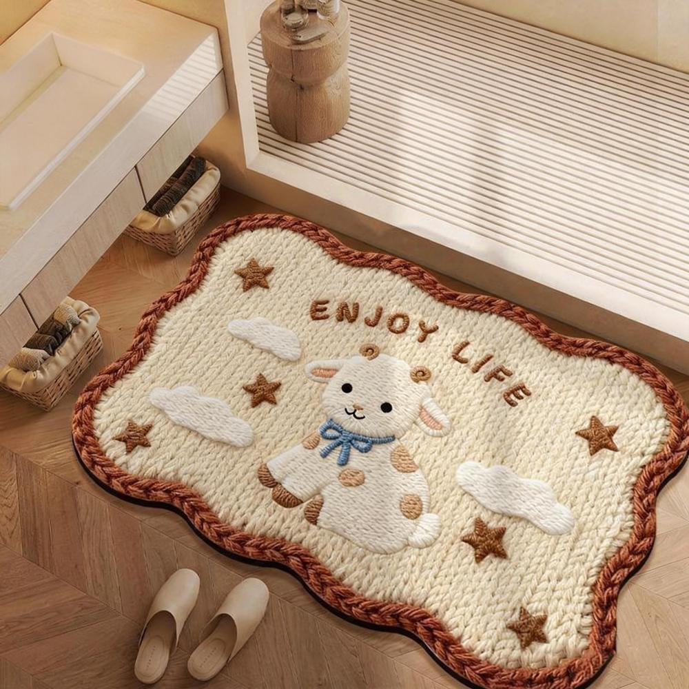 Durable 40*60cm Bath Mat Dirt-scraping Surface Water Absorption Pony Door Mat Household Washable Doormat Home Decoration
