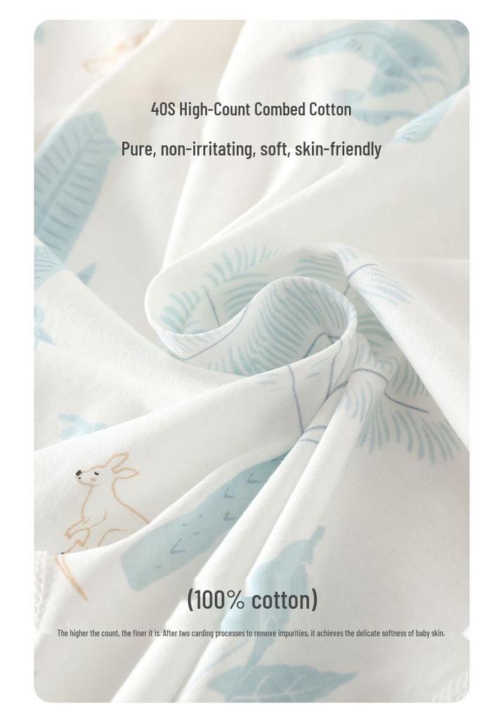 Newborn Pure Cotton Long Sleeve Bodysuit with Belly Protection - Seamless, Breathable Pajamas for Spring/Summer