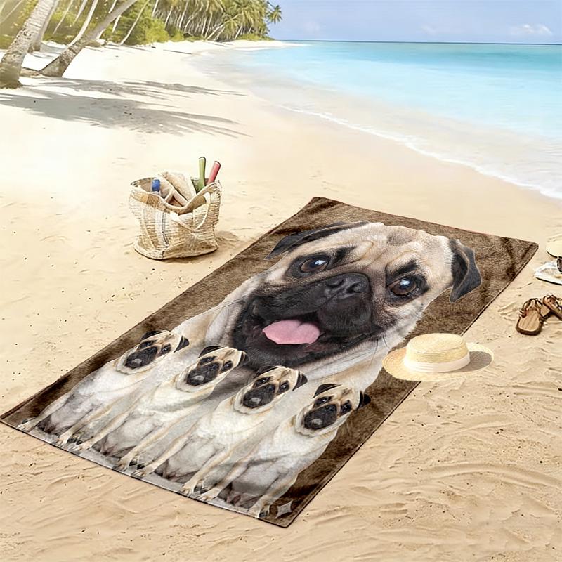 Bulldog Print Beach Towel, Large Soft Quick Dry Towel for Beach Camping Swimming
