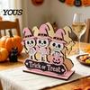 Halloween Kitchen Tissue Holder Wooden Napkin Holder, Cute Pastel Pumpkin Ghost Black Cat Tabletop Dispenser, BOO Letter Organizer Waterproof