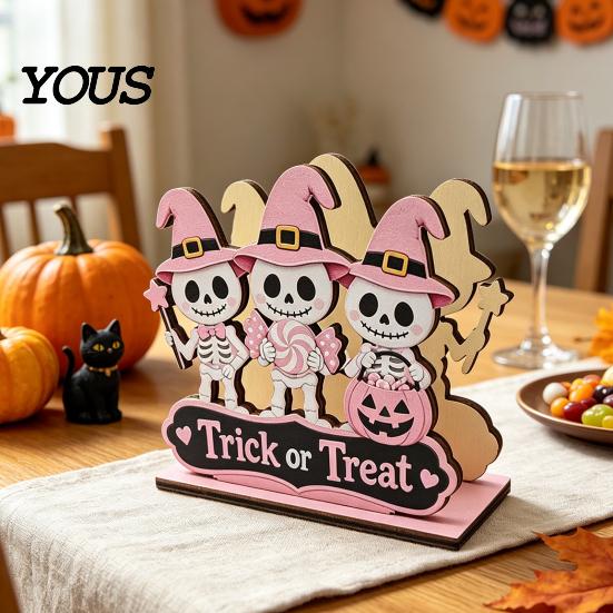 Halloween Kitchen Tissue Holder Wooden Napkin Holder, Cute Pastel Pumpkin Ghost Black Cat Tabletop Dispenser, BOO Letter Organizer Waterproof