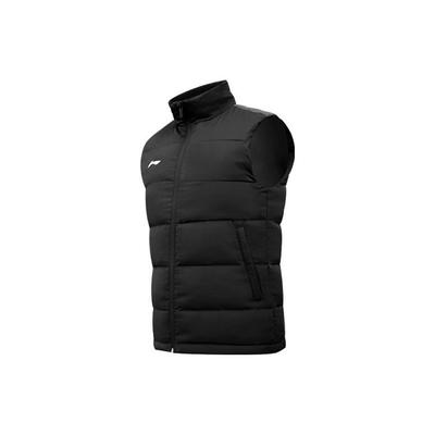 Li Ning Solid Color Casual Zip Stand Collar Vest Men Vests Black YMMT013-1