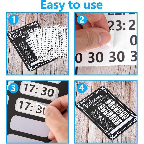 Lesnala 2Pcs Business Hours Sign Changeable Store Time Mark with Stickers for Coffee Bar Shop Restaurant Door Window Supplies 13.78 X 9.45 Inch PVC