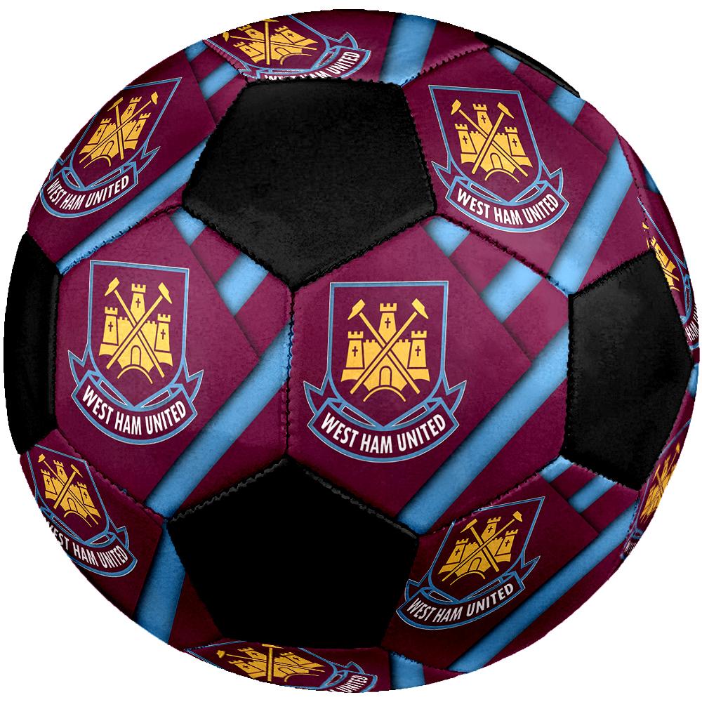 SIZE 5 West Ham United FC Soccer Ball Colorful All Ages Machine Stitched PVC Competition Ready Durable High-Bounce