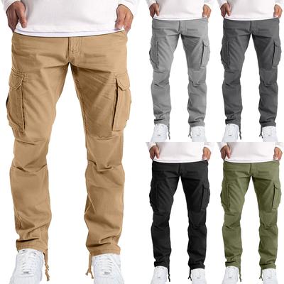 Herren-Overall, Knöpfe, mehrere Taschen, Freizeithose, Wanderhose, Baumwoll-Twill-Hose