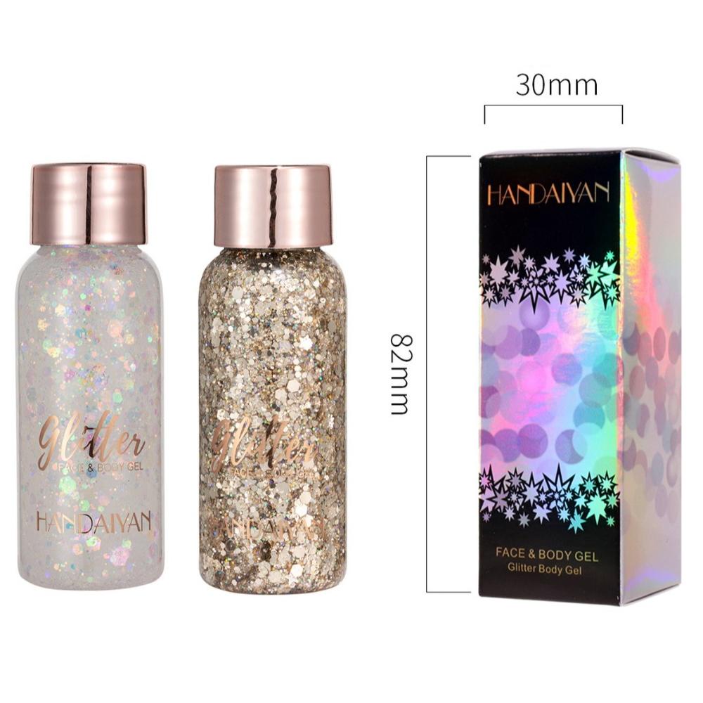 HANDAIYAN Chunky Glitter Face and Body Gel Set, Holographic Liquid Sequin Shimmer Eyeshadow, Sparkle Festival Hair Makeup for Stage Rave Party