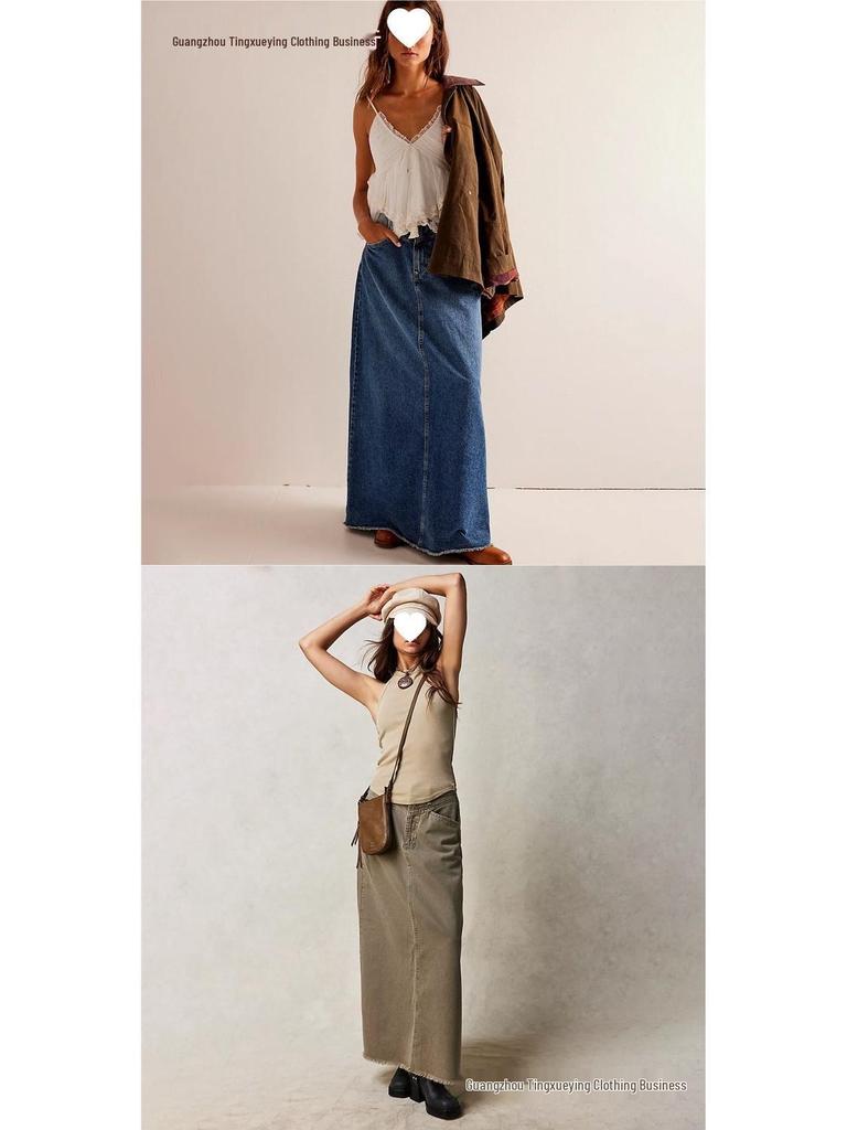 Summer Women's Loose Straight Casual Denim Skirt