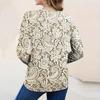 Women's  Fashionable Round Neck Long Sleeved Lace Patterned Printed Pullover T-shirt Top