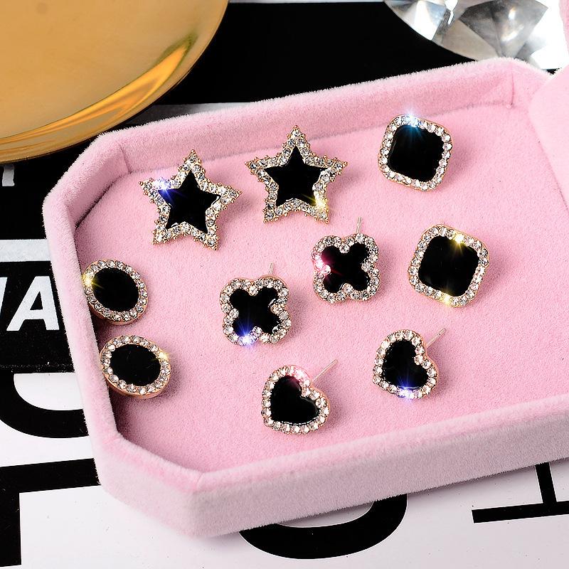 925 Silver Four-Leaf Clover Star Earrings, Korean Style, Slim Design for Women