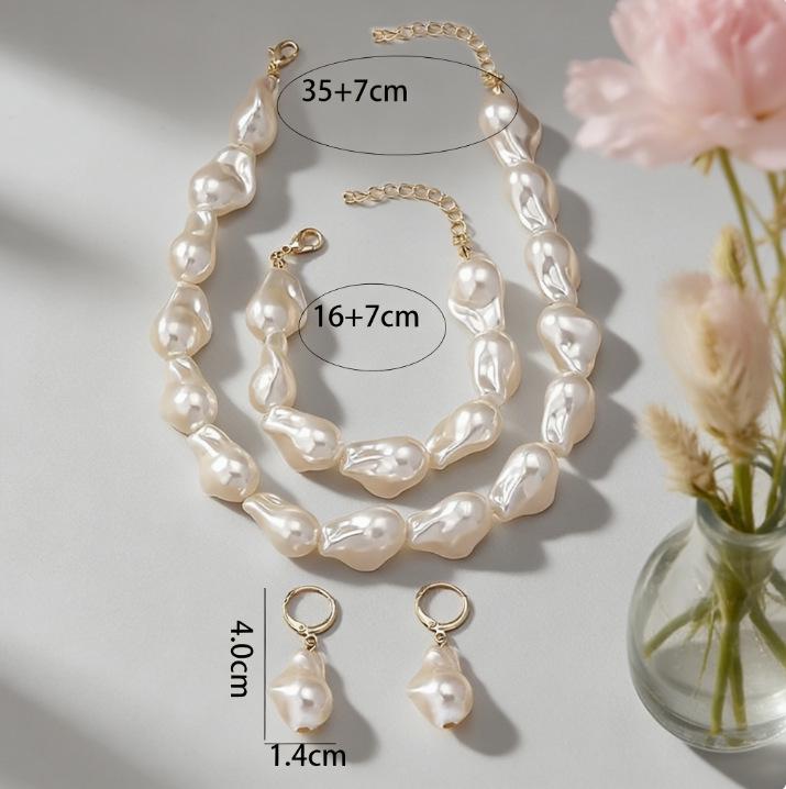 Baroque Pearl Choker, Bracelet & Earrings Set
