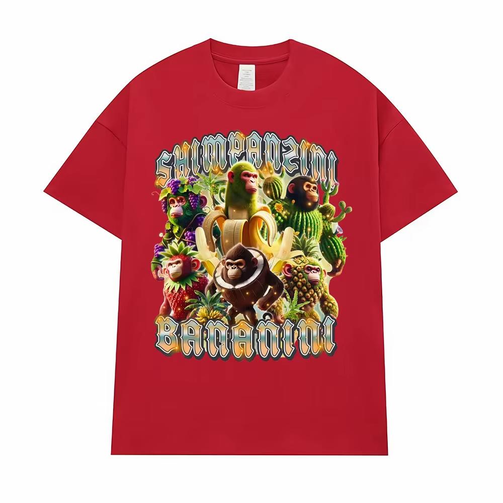Забавная итальянская футболка с мемом про обезьяну Шимпанзини Бананини Футболки Мужская Женская Мода Мультяшный Юмор Футболки с коротким рукавом 4XL