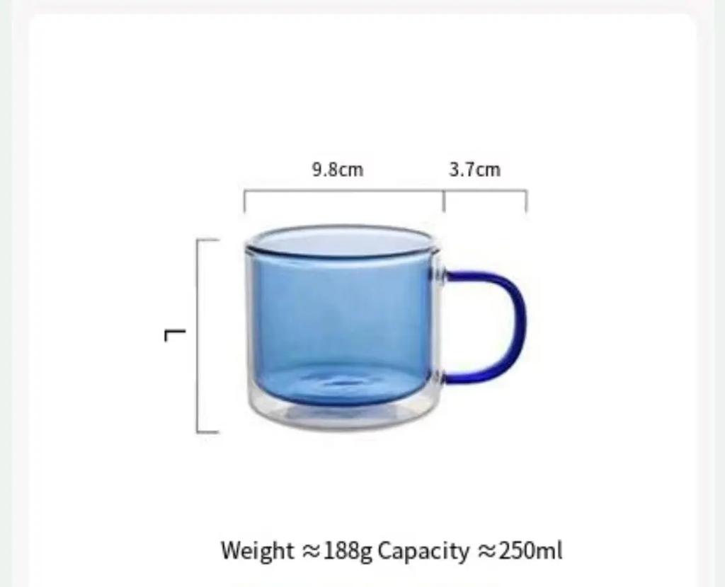 250ml Colorful Glass Cup with Handle Heat Resistant Double Wall Milk Coffee Mugs Water Cups Clear Wine Glasse Home Drinkware New