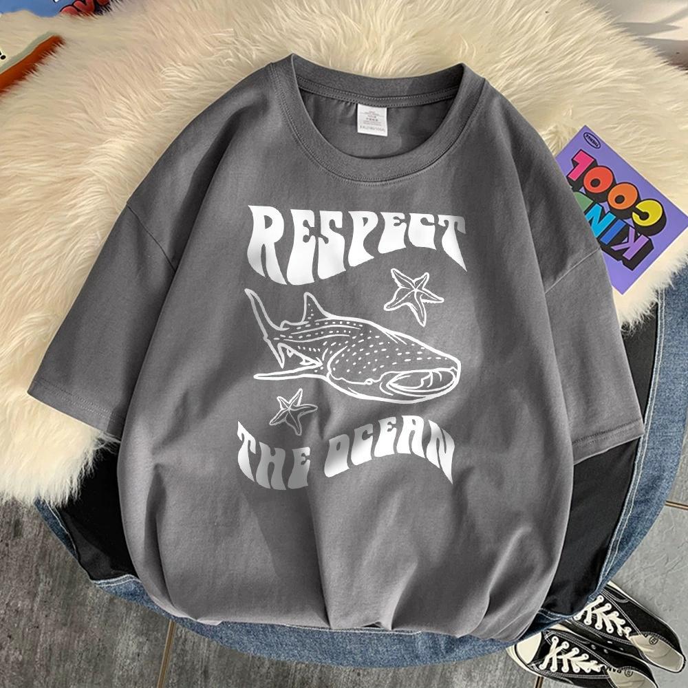 Respect The Ocean Protecting Whales Print Mans T-Shirts Fitting Oversized T-Shirt Leisure Soft Tshirt Pleasure Breathable Tops