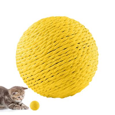 Balle à gratter interactive en sisal naturel avec son pour le nettoyage des dents des chatons