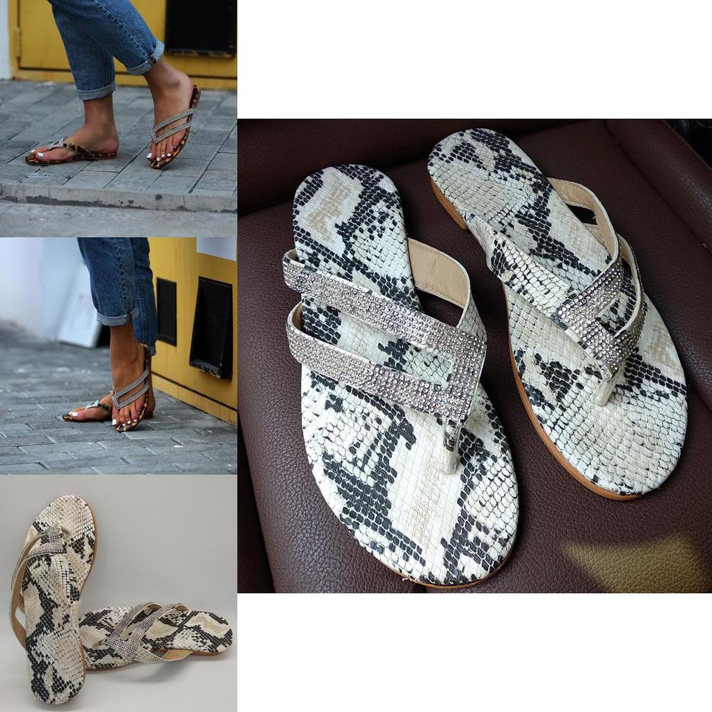 Women's Casual Summer Flat Shoes Glitter Slipper Slip On Leopard Print Sandals