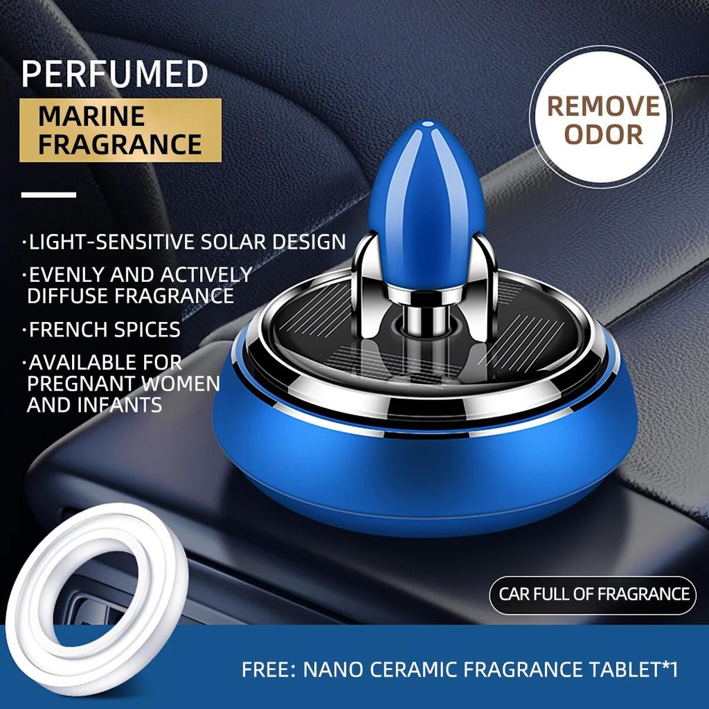 1set Car Solar Rocket Aromatherapy Car Rotating Aromatherapy Creative Purifying Air Freshene Car Perfume Decoration Accessories