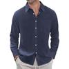 Camicia Casual da Uomo a Maniche Lunghe, Monocolore, Bottoni, Puro Cotone