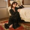 Elegant Satin Feather Sleeve Multi-color V-neck Tie-up Pajama Robe 942