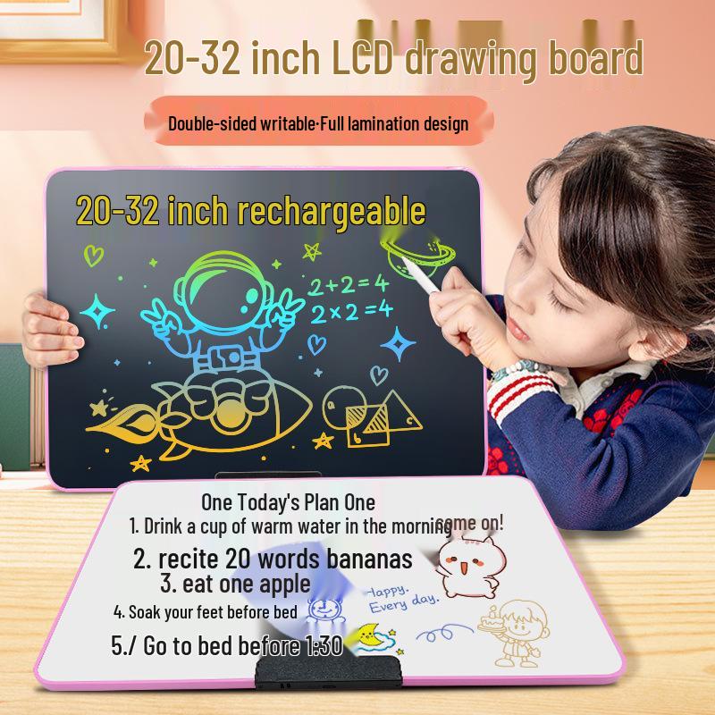 

Rechargeable Double-Sided Children s LCD Writing Tablet - Magnetic Frameless Doodle & Drawing Board with Storage