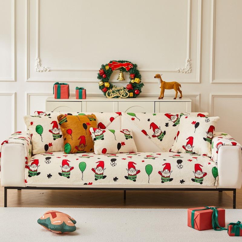 Christmas Decor Sofa Cover for Living Room Thicken Velvet Plush Sofa Towel Non-slip Couch Slipcovers Sofa Mat Canape Housse