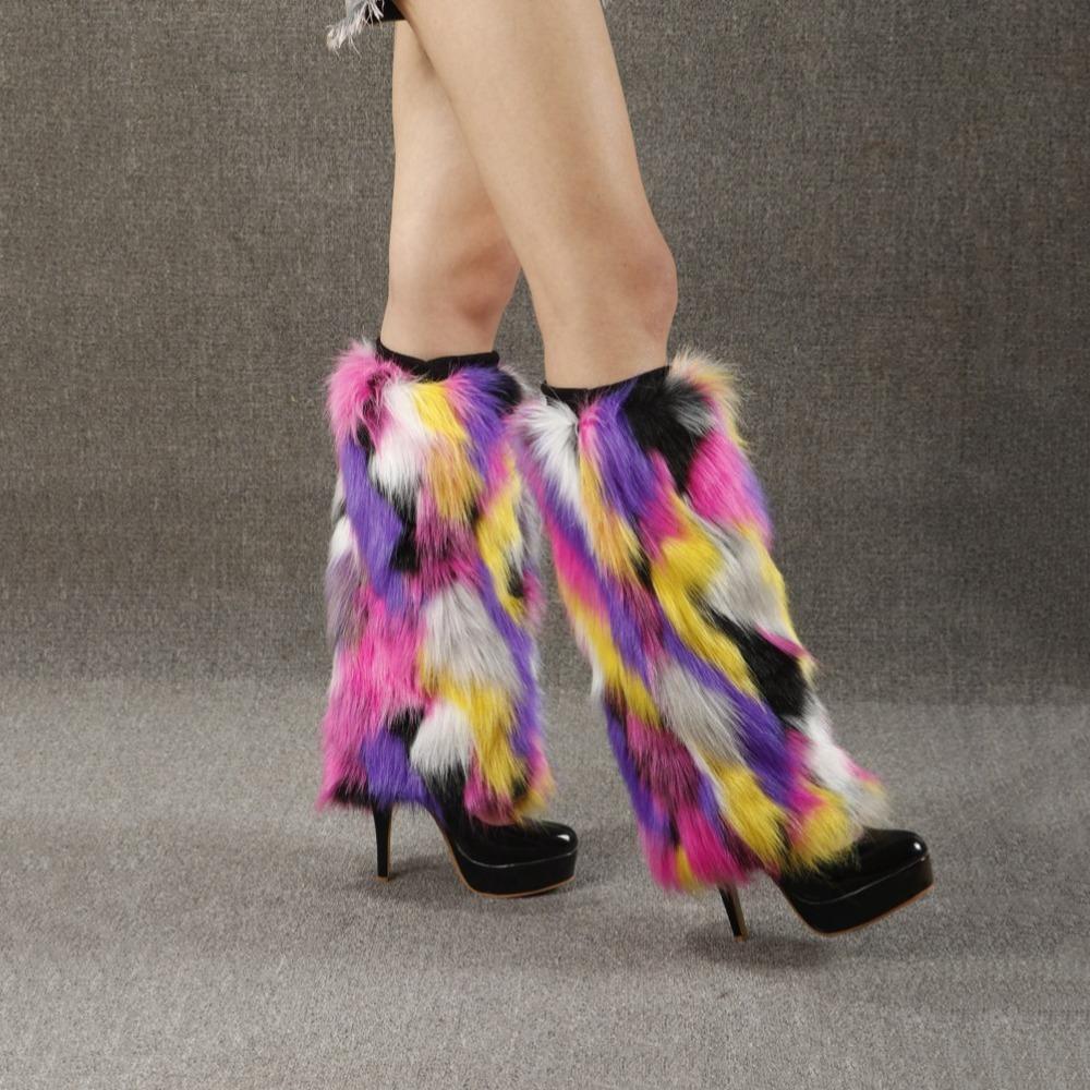 Faux Fur Furry Leg Warmers Sweet Thicken Warm Leg Cover Fashion Long Tube Stockings  Spicy Girls