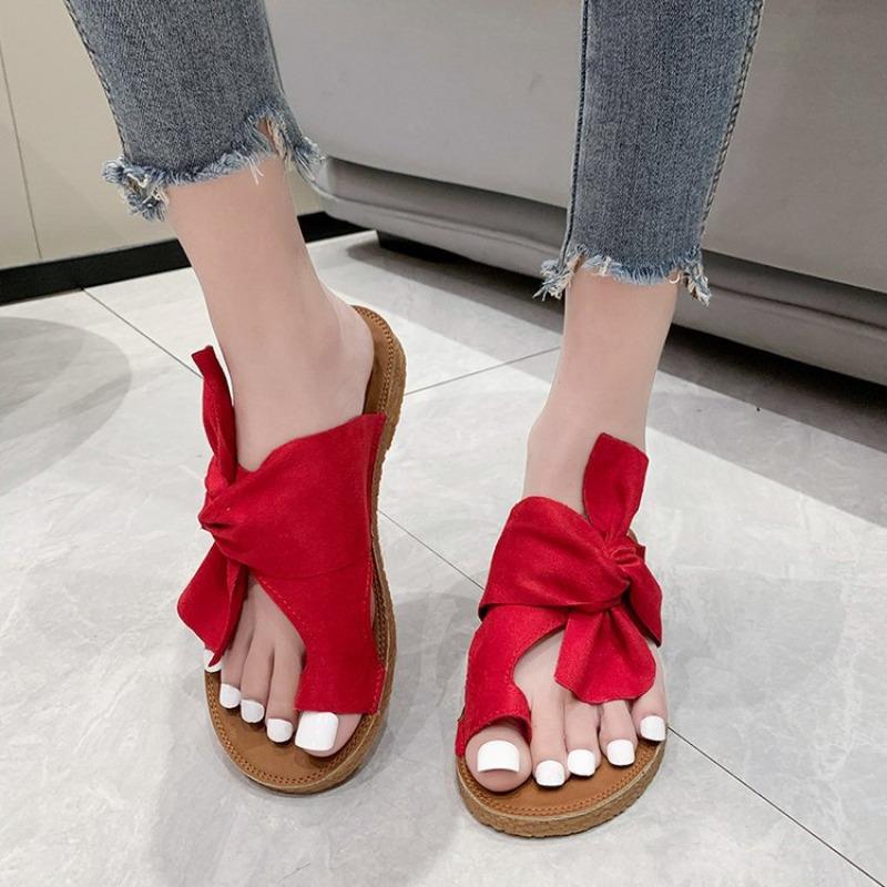 Slippers wish summer new outer cover sandals flat bow women's shoes