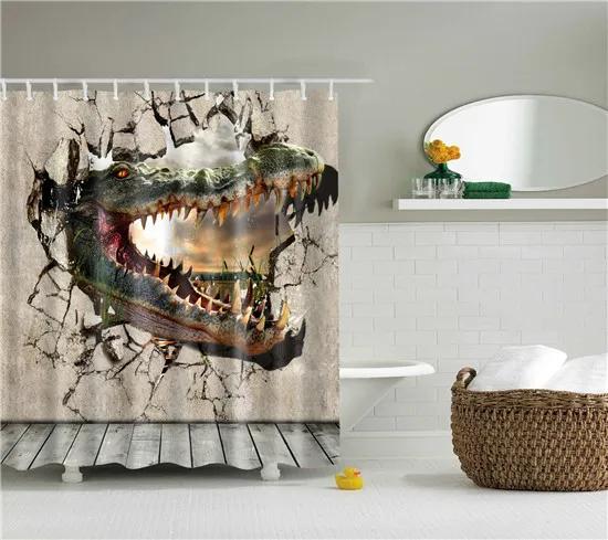 Elephant Octopus Owl Deer Horse Zebra Animals Printed Shower Curtains Bathroom Curtain With Hooks 180X180Cm