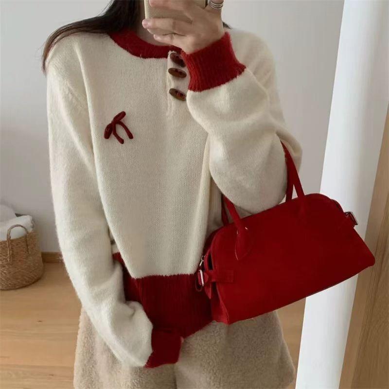 

autumn winter Christmas Knitted sweaters Long Sleeve loose Jumper Tops Women Sweater Pullover multicolor Ladies Casual Shirts One Size
