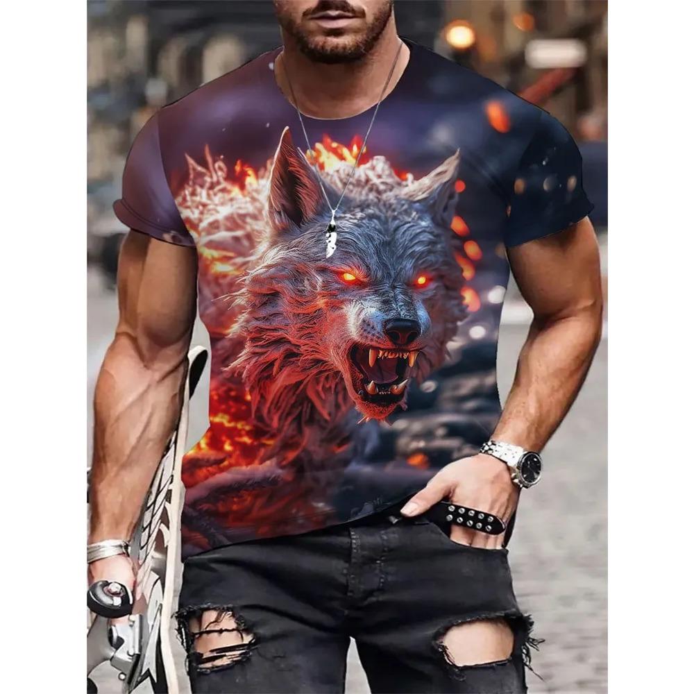 

Summer Fashionable Comfortable Breathable Casual Animal 3D Printed Color T-shirt Pattern Loose Comfortable Large Size Fashion O-neck Men s T-shirt 6XL