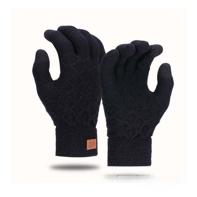 

Зимние перчатки с сенсорным экраном Теплые вязаные перчатки с термоподкладкой Эластичная манжета Зимние перчатки для набора текста Аксессуары на Хэллоуин чёрный