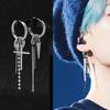 1 PC Rock Hip Hop Grunge Punk Earring Unisex Stud Earring Mens Single Spike Stainless Steel Cross Dangle Earring Guys Jewelry